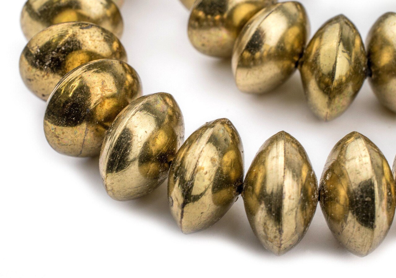 TheBeadChest Ethiopian Brass Saucer Beads, Large Hollow Handmade Bicone Lightweight Crafts Supplies for Jewelry Making (24mm)